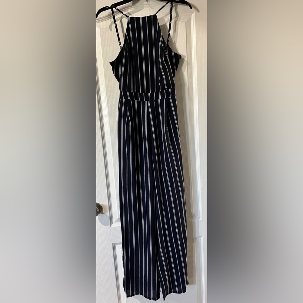 Japna Pants Romper Jumpsuit Navy w/ White Stripes Size Small NWT